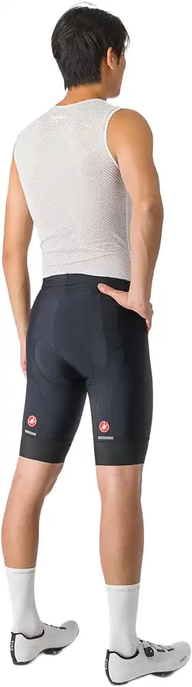 Castelli Entrata 2 men's cycling knicks in black, featuring padded chamois, breathable fabric, and fitted athletic design.