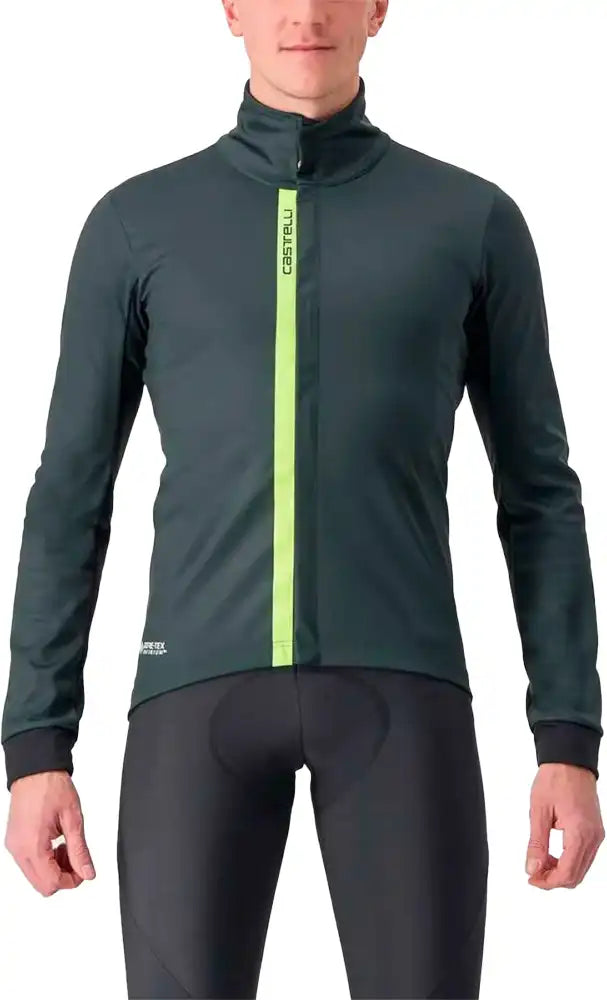 Castelli Entrata men's jacket in black, showcasing lightweight cycling clothing with a full zip and branded logo on the chest.
