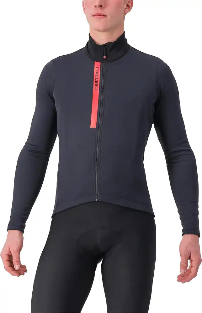 Castelli Entrata Thermal LS men's cycling jersey in black with long sleeves, designed for warmth and comfort.