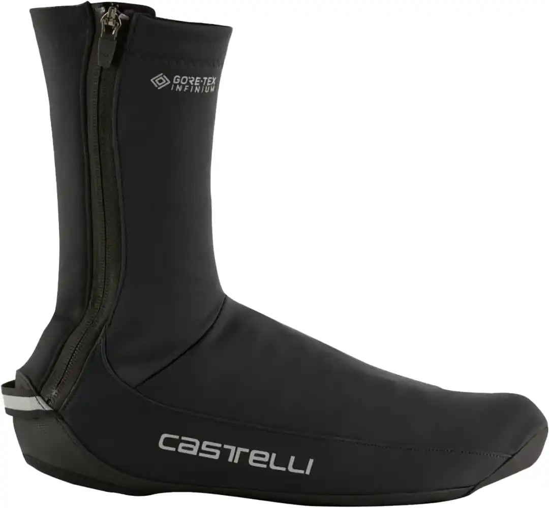 Castelli Espresso shoecovers, black cycling shoe covers made of weather-resistant material, designed for cycling footwear protection.