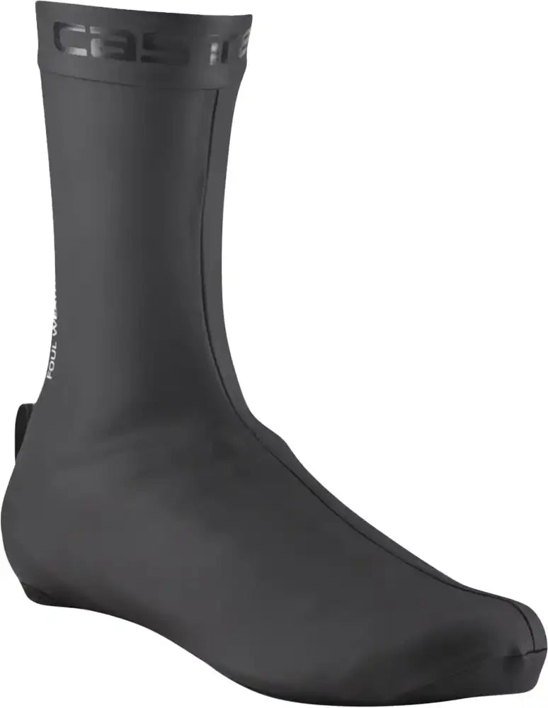 Castelli Pioggia 4 shoecovers in black, waterproof cycling shoe covers with reflective details for weather protection.