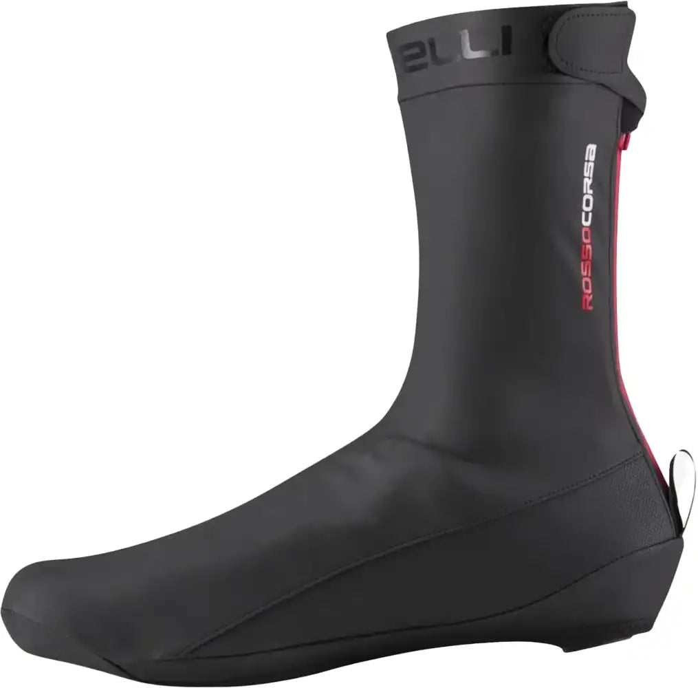 Castelli Pioggia 4 shoecovers in black, waterproof cycling shoe covers with reflective accents for rain protection.