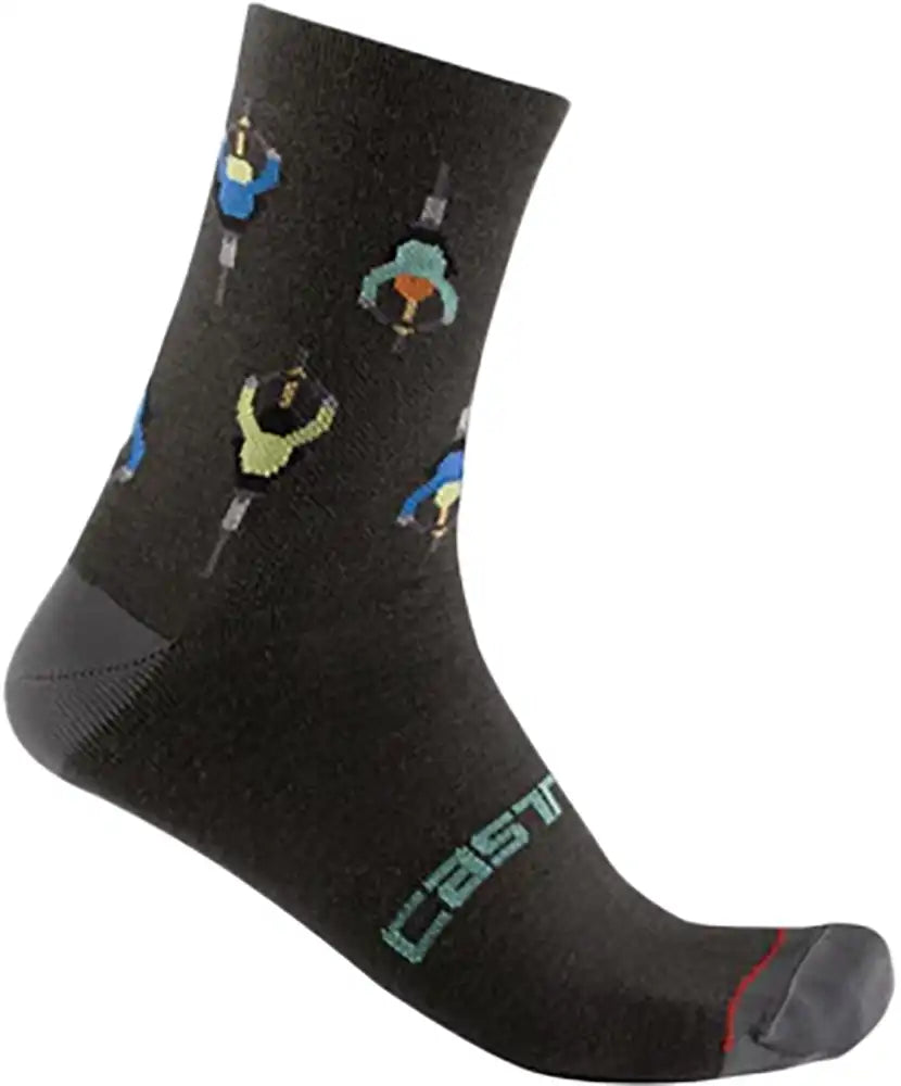 Castelli Aperitivo 15 men's winter socks in black, featuring warm, thick knit fabric and branding on the cuff.