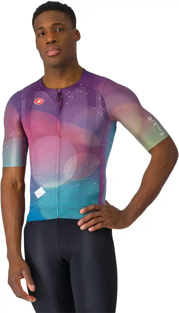 Castelli R-A/D SS men's cycling jersey with short sleeves, lightweight fabric, and aerodynamic fit, in a sleek design.