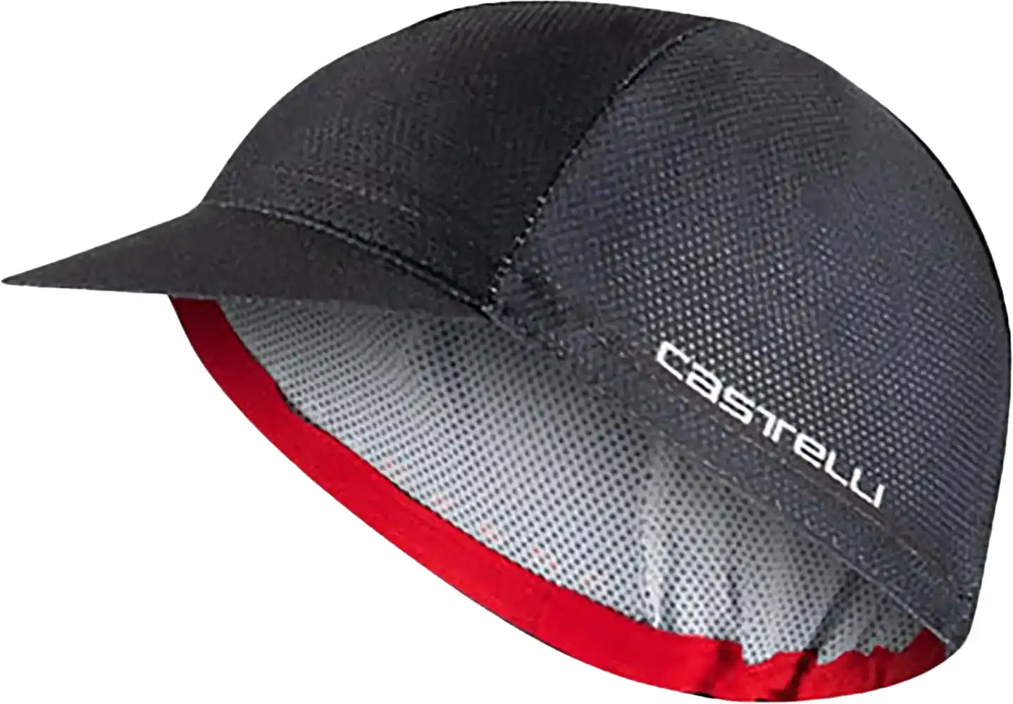 Castelli Rosso Corsa 2 cycling cap with red and black design, lightweight fabric, and iconic branding, suitable for cycling apparel.