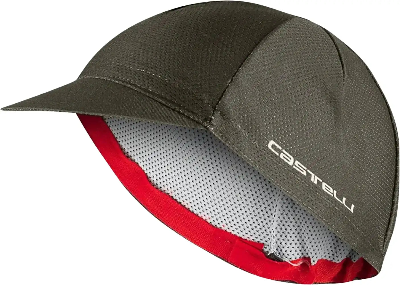 Castelli Rosso Corsa 2 cycling cap featuring a red and black design, lightweight fabric, and logo branding.