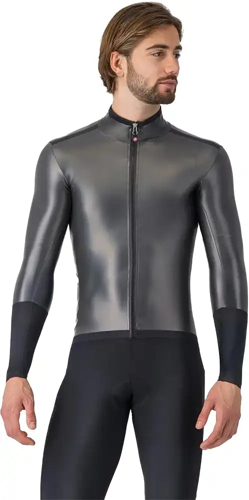 Castelli Gabba R men's cycling jacket in black, lightweight and windproof with full front zipper and reflective accents.