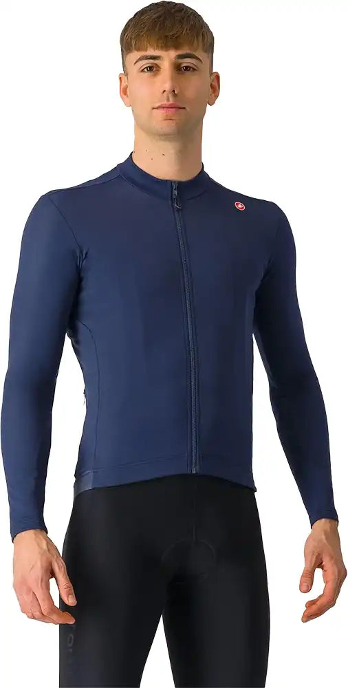 Castelli Espresso Thermal LS men's cycling jersey in black, long-sleeve thermal clothing with logo details.