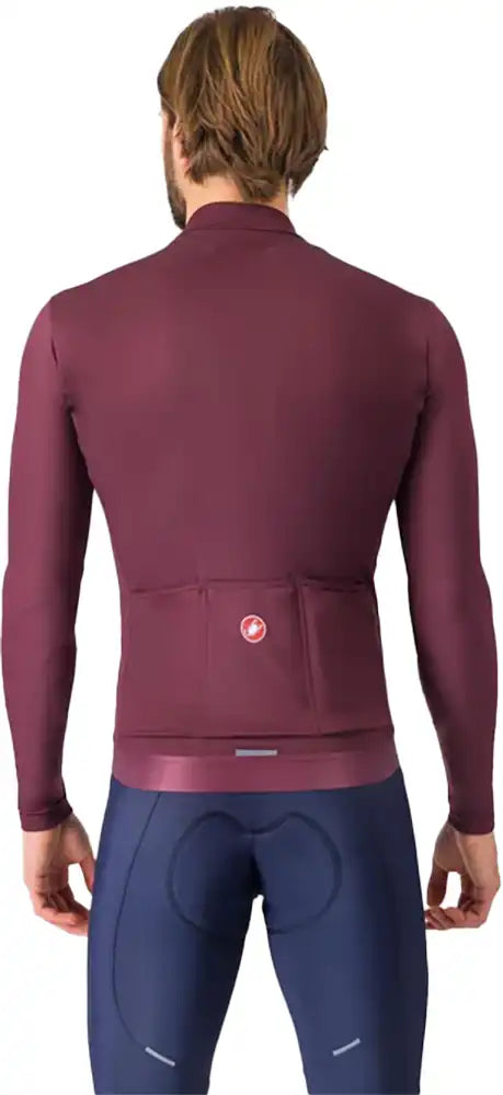 Castelli Espresso Thermal Long-Sleeve Mens Jersey in black, featuring a snug fit and thermal fabric for cold-weather cycling.