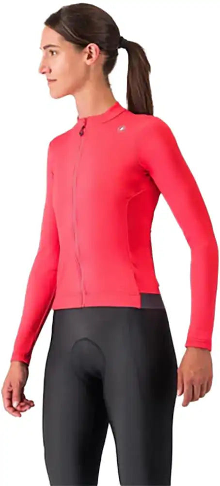 Castelli Espresso Thermal LS women's cycling jersey in black, long-sleeve, made from thermal fabric for cold weather riding.