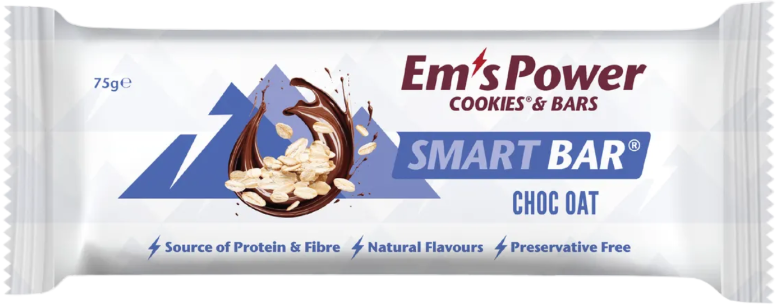 Ems Power Cookies Smart Bar nutrition bar with almonds and chocolate coating, designed for healthy snacking and energy boost.