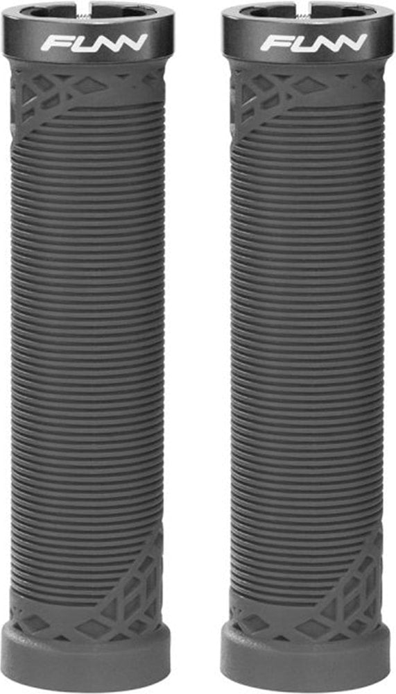 FUNN Hilt Lock-On MTB grips featuring textured rubber for secure handling and comfortable ride on mountain bikes.