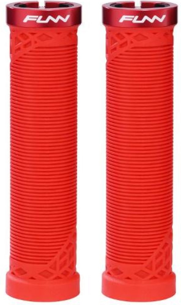 FUNN Hilt Lock-On MTB grips with textured rubber surface and locking mechanism for secure mountain biking handlebar grip.