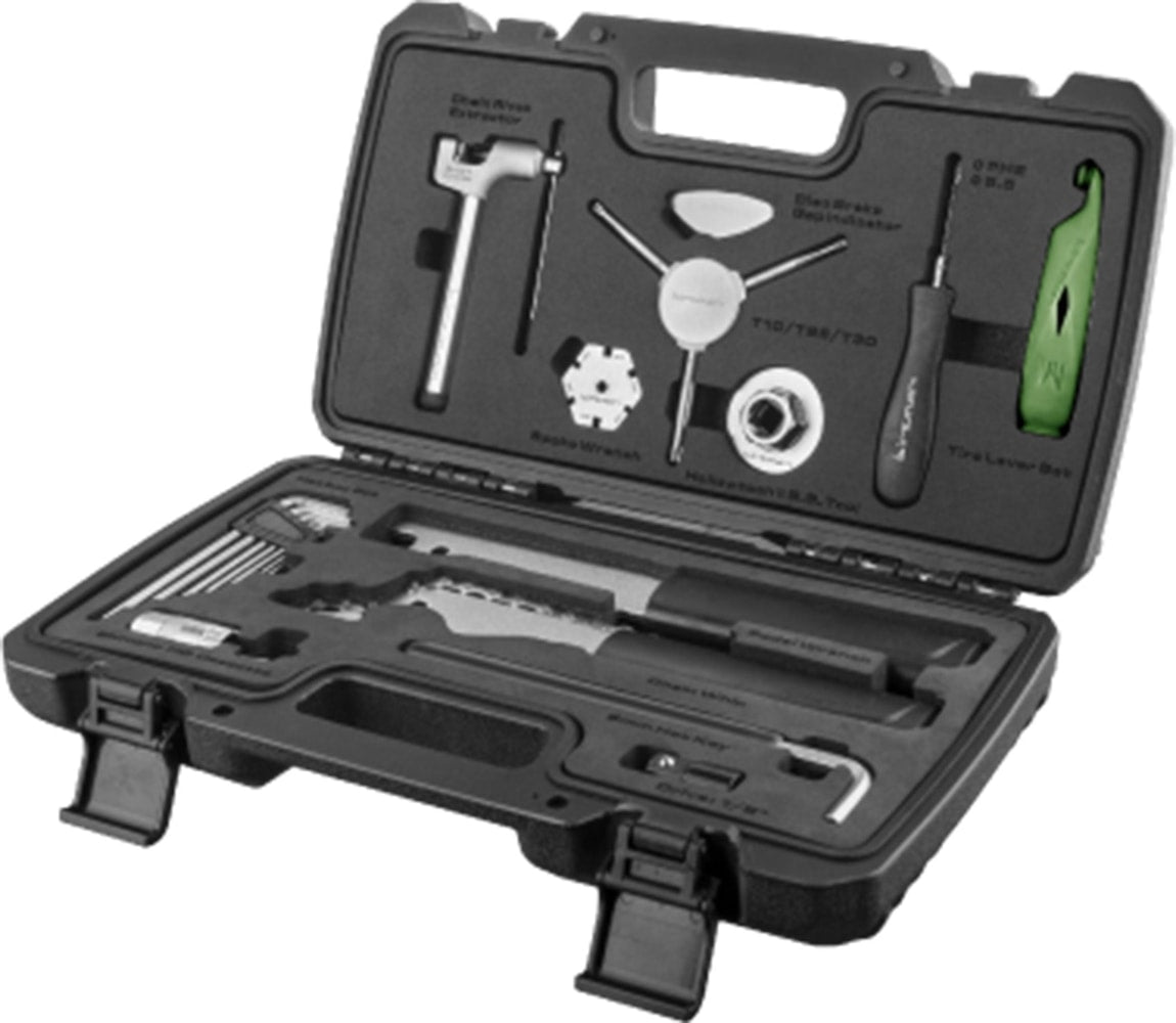 Birzman Essential 13-piece toolbox with assorted accessories, compact storage for bike tools and repair essentials.
