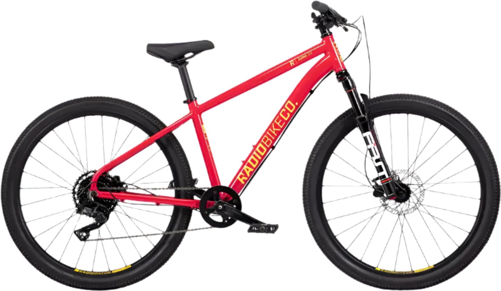 Kids' 2022 Radio Zuma 26 FS bike with sturdy frame, colorful design, and safety features ideal for young riders.