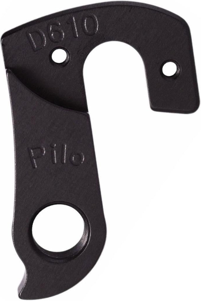 Pilo derailleur hanger D610 for bike parts, shown attached to a bicycle frame, designed for Norco mountain bikes.