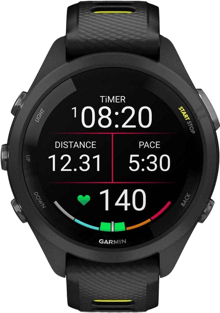 Garmin Forerunner 265S GPS watch accessory with sleek design and digital display, compatible with Garmin fitness trackers.