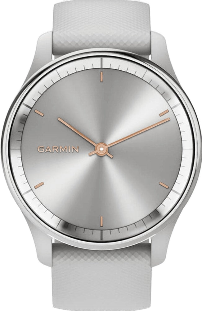 Garmin Vivomove Trend watch showing a stylish hybrid smartwatch with a sleek design and digital display.