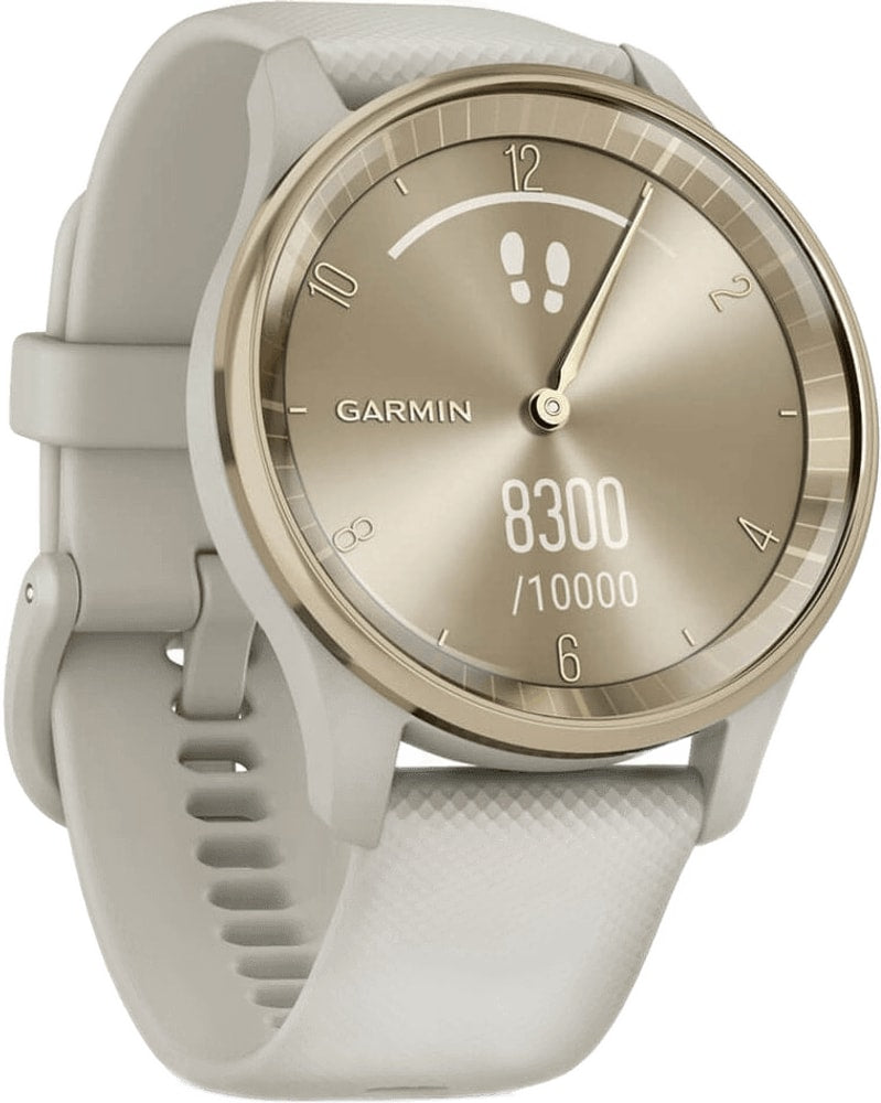 Garmin Vivomove Trend watch accessory with a sleek design, showcasing its stylish watch face and modern band detail.