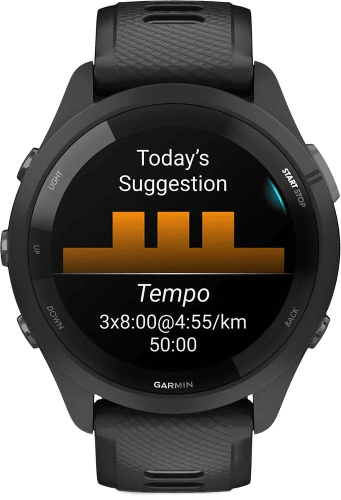Garmin Forerunner 265 GPS watch accessory with sleek design and digital display, compatible with fitness tracking.