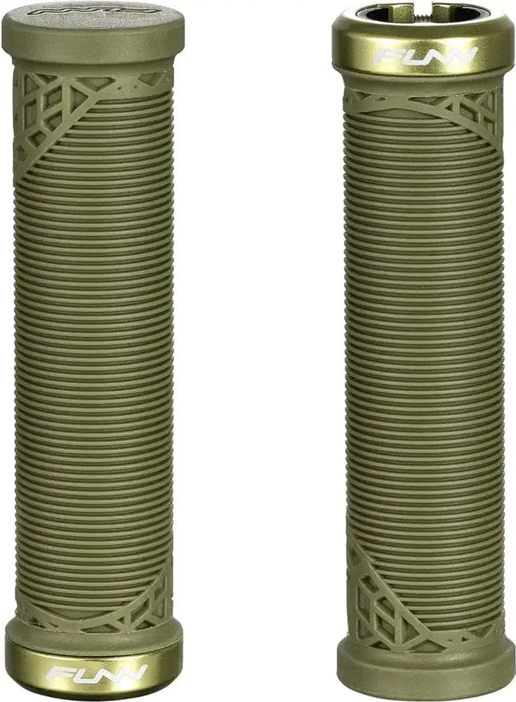 FUNN Hilt Junior Lock-On MTB grips in black with red accents, designed for junior mountain bike handlebars.