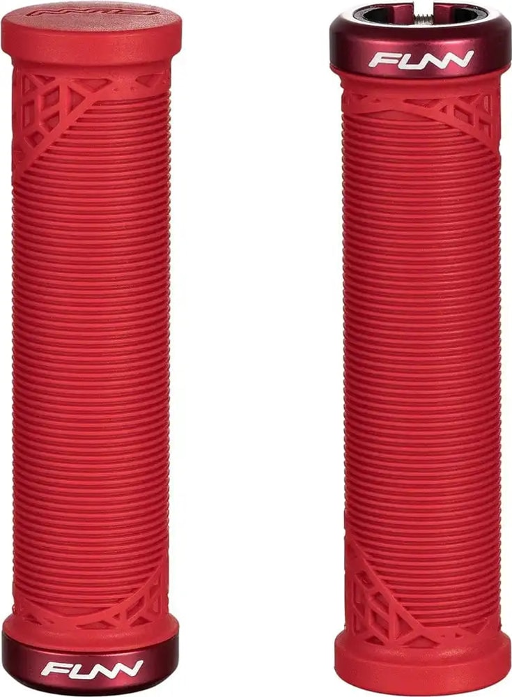 FUNN Hilt Junior Lock-On MTB grips in black, designed for secure grip and comfortable riding on mountain bikes.