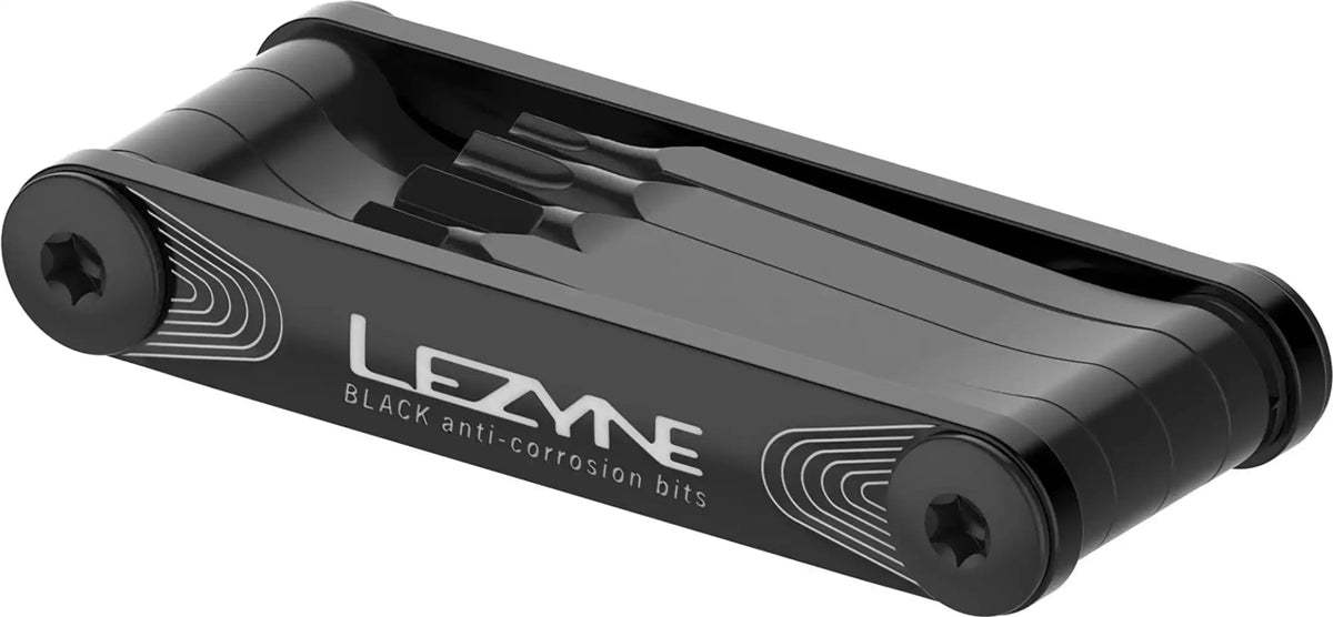 Lezyne V Pro 7 multi tool with various screwdrivers and tools, compact accessories for bike repairs and maintenance.