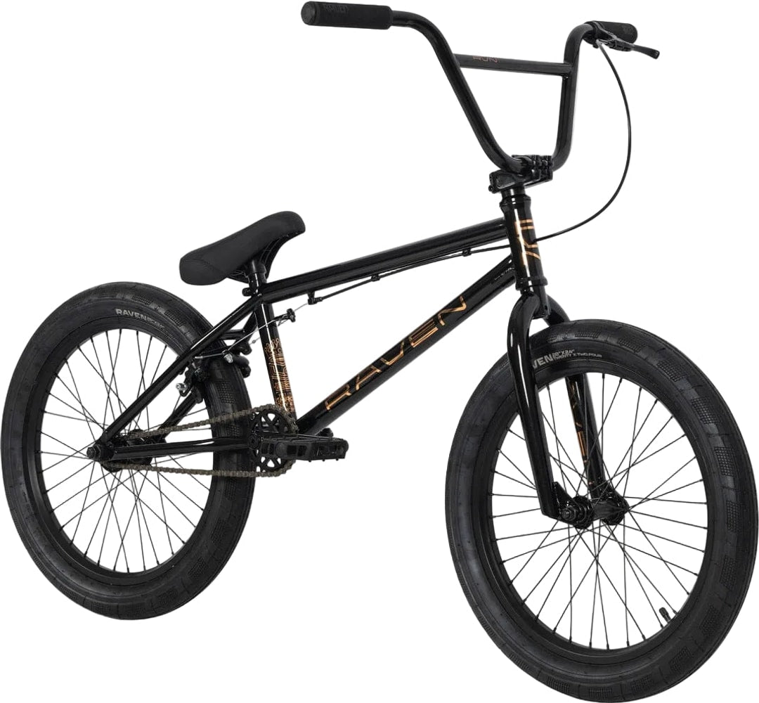 Raven 2027 Raven LC 20 BMX bike with black frame and colorful accents, ready for street riding and tricks.
