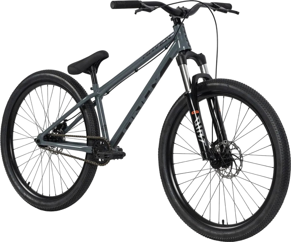 Raven Dirt Jump Bike in Raven Onyx with sleek black frame, knobby tires, and aerodynamic design for mountain biking.