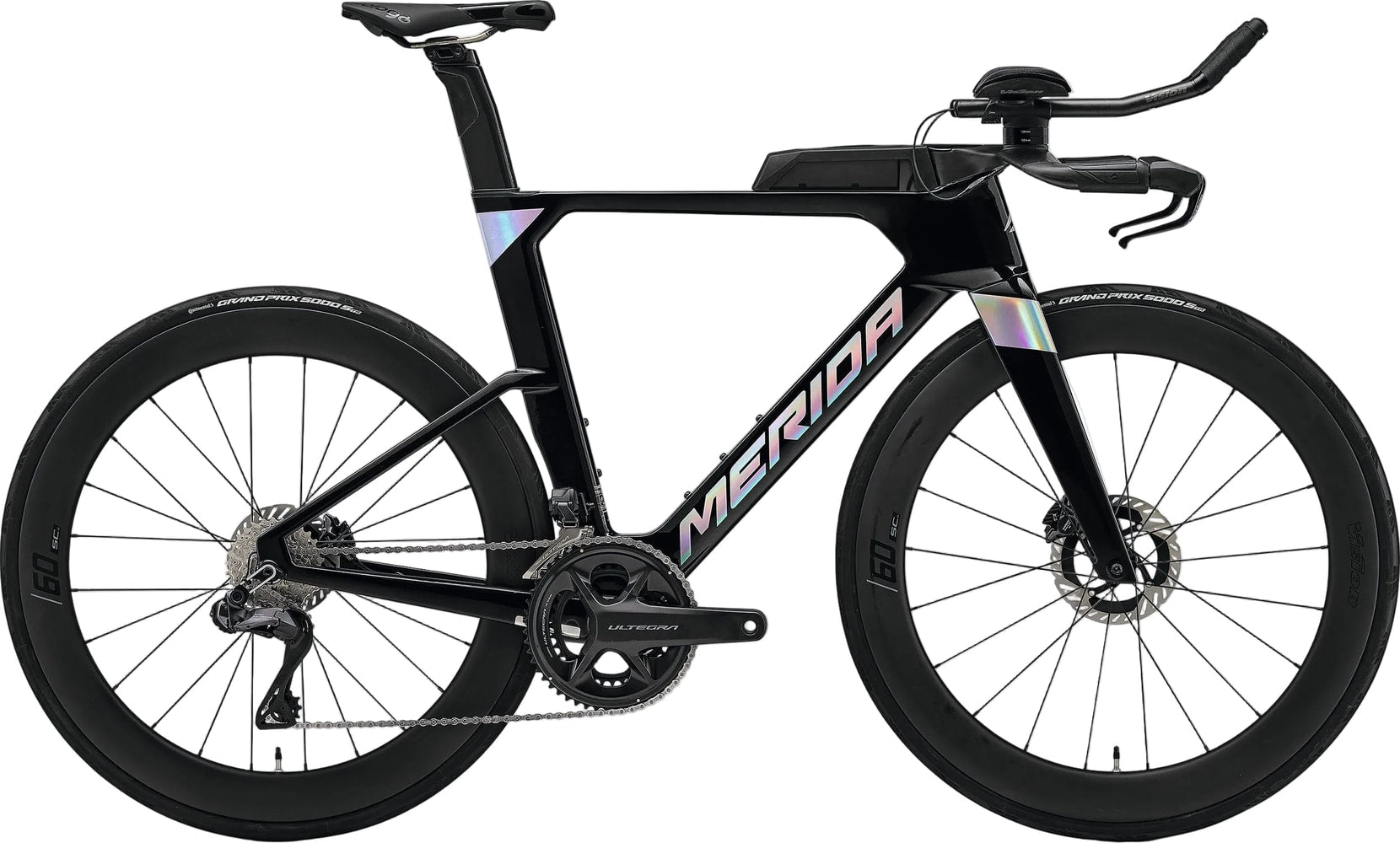 Merida 2027 Time Warp Triathlon bike with aerodynamic frame and racing components, designed for triathlon performance.