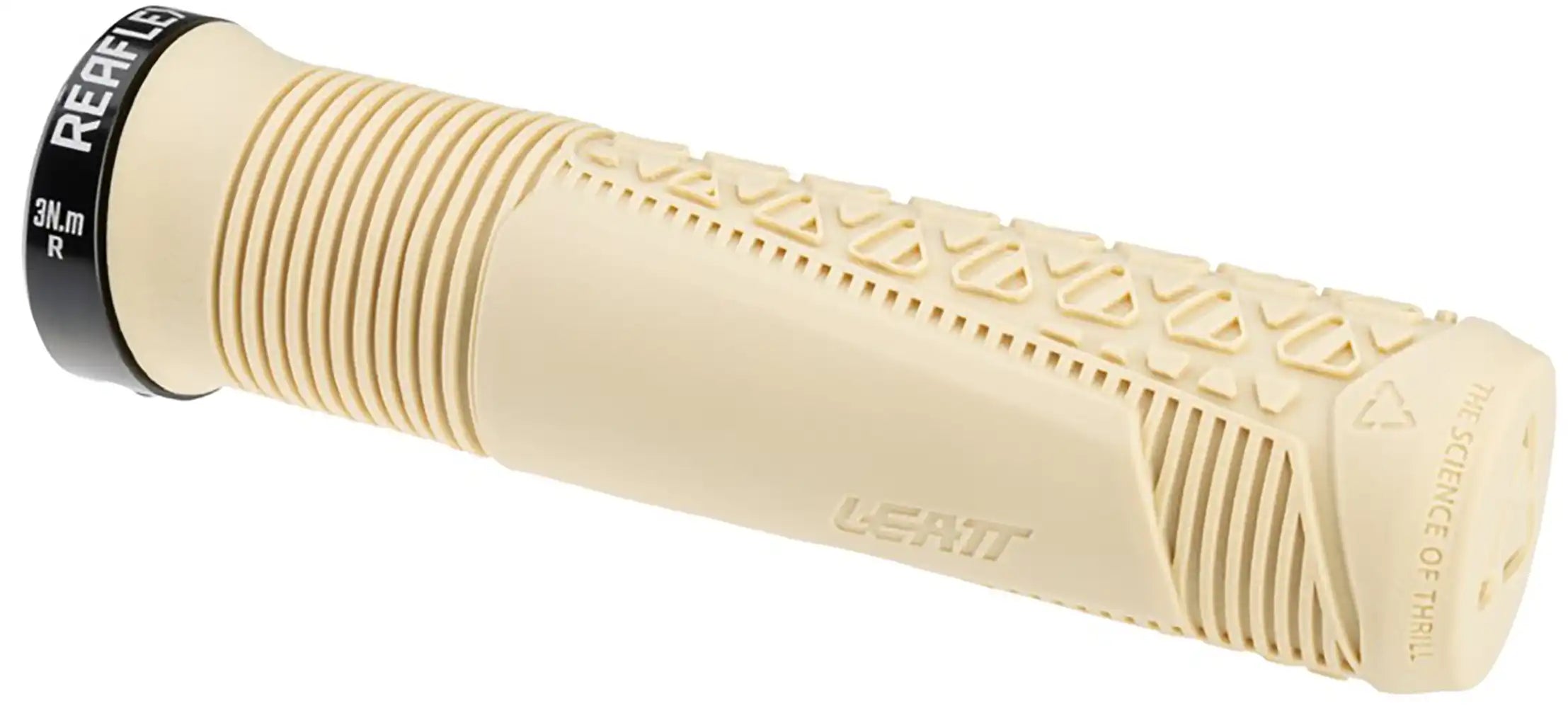 Leatt ReaFlex 6.0 Lock-On MTB grips with textured rubber surfaces for improved grip and control on mountain biking rides.