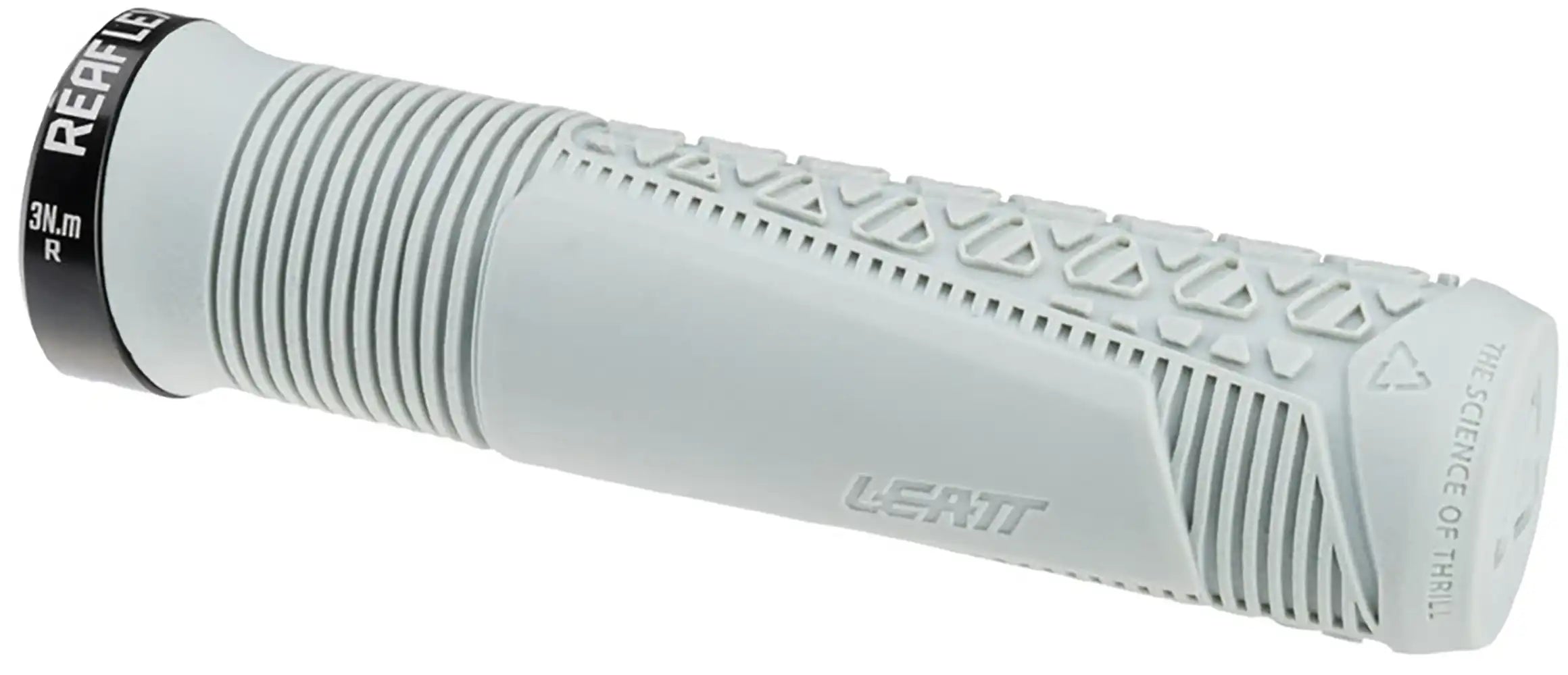 Leatt ReaFlex 6.0 Lock-On MTB grips with ergonomic design and secure locking mechanism, suitable for mountain bike handlebars.