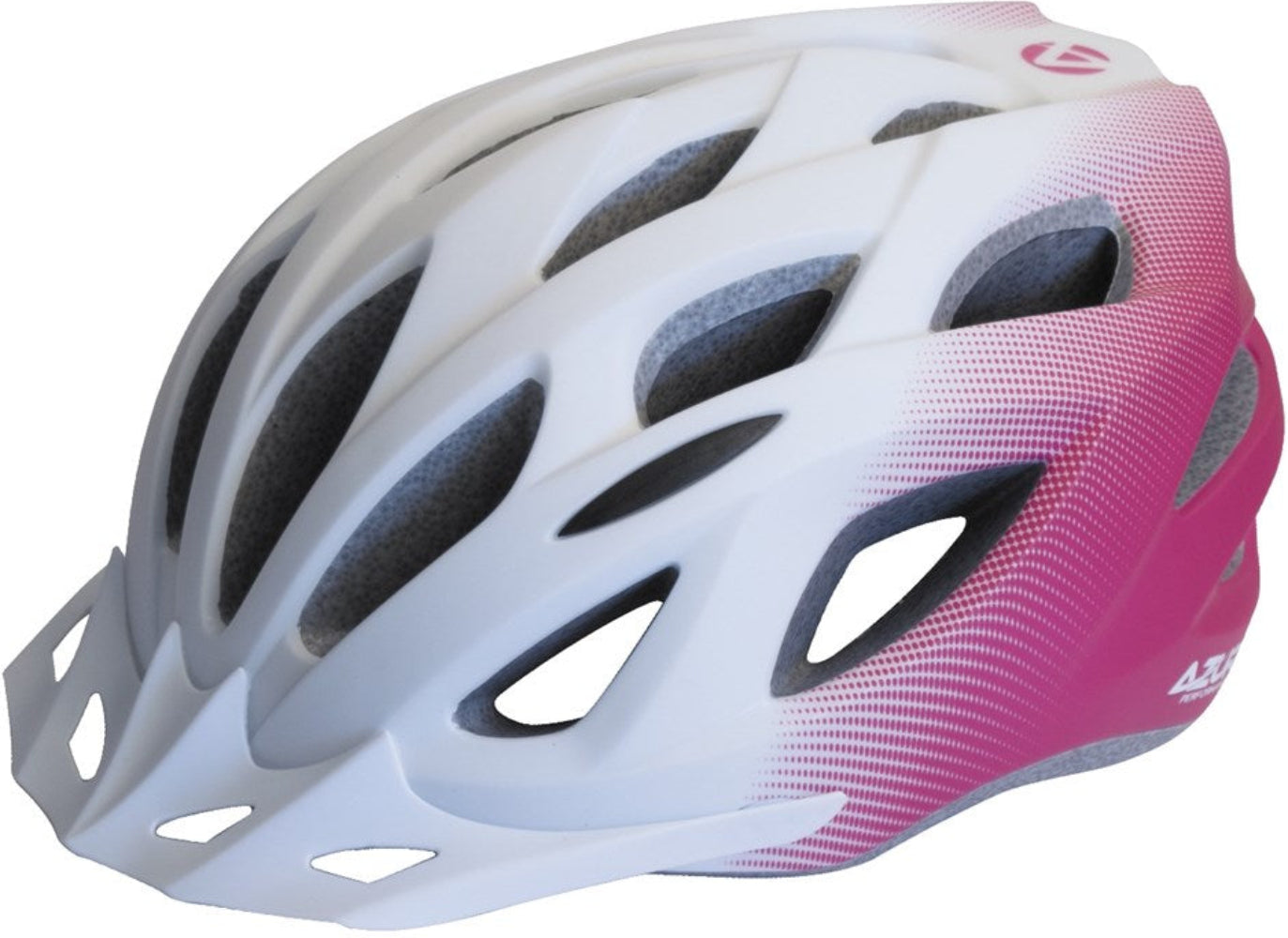 Azur L61 MTB helmet in white with black accents, featuring adjustable straps and ventilation for mountain biking safety.