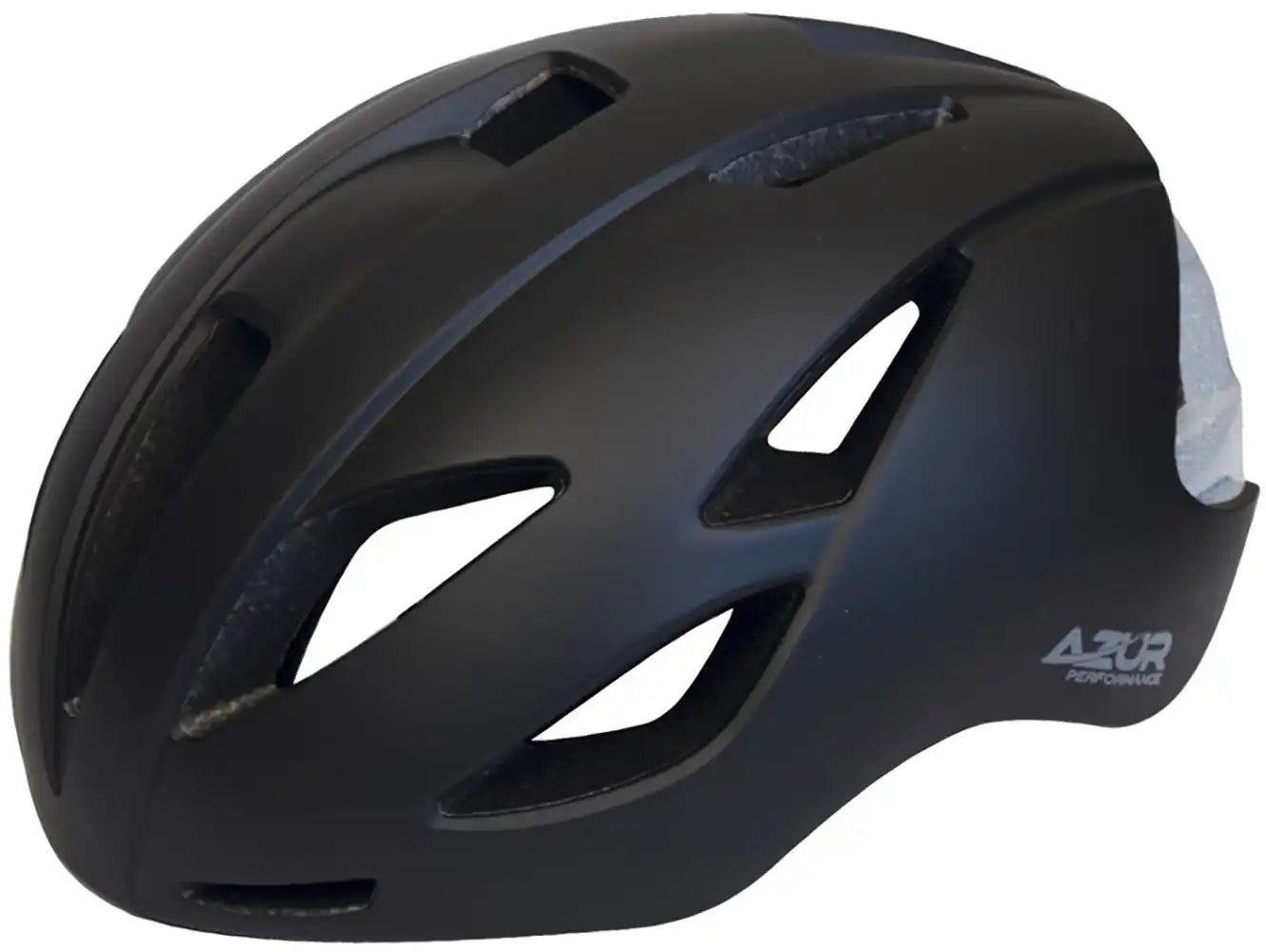 Azur RX1 Road Helmet in black with aerodynamic design and adjustable straps, ideal for cycling safety and comfort.