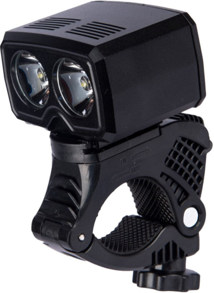 Azur 500 Twin Front Light accessory showing dual LED lights mounted on a bike handlebar.