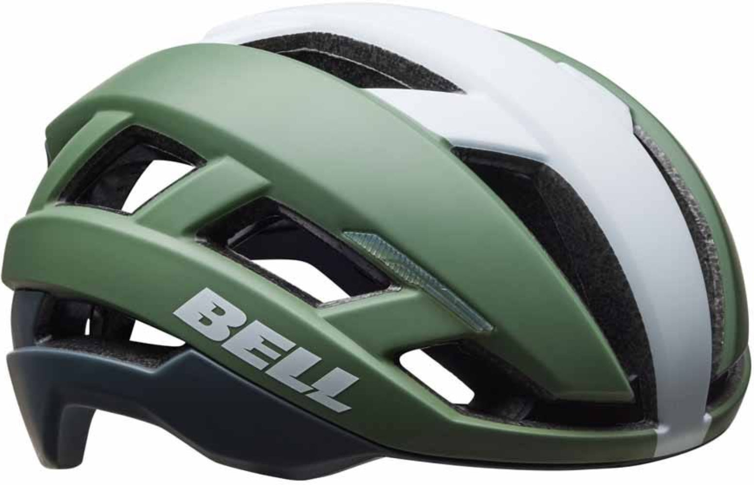 Bell Falcon XR MIPS road helmet with aerodynamic design and adjustable straps, shown from the front view.