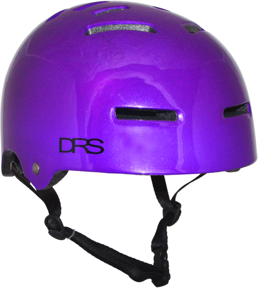 DRS BMX helmet with adjustable straps and ventilation, black and red design, designed for riding safety and comfort.