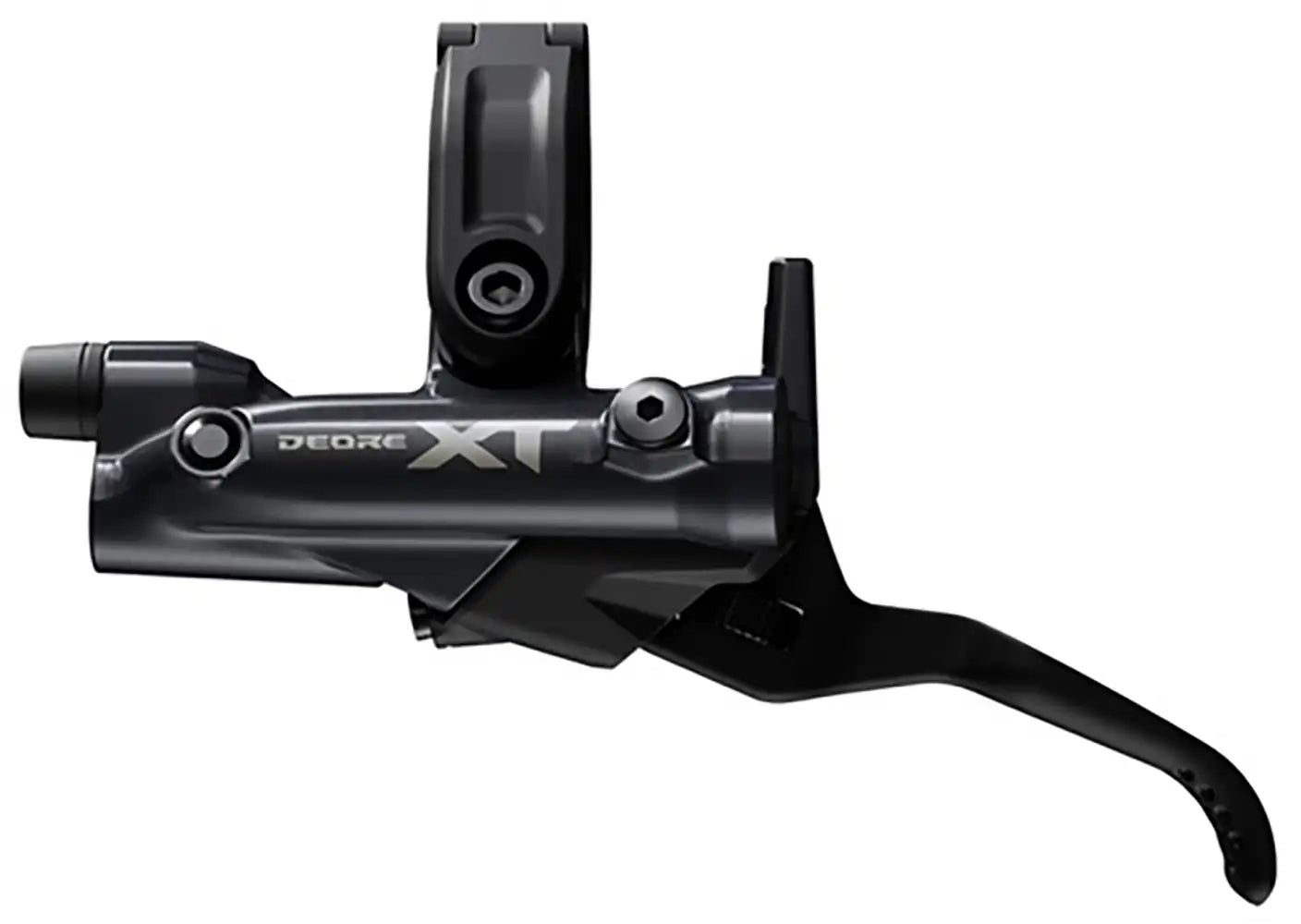 Shimano XT M8200 hydraulic brake lever for bike parts, showing the black lever with Shimano branding and ergonomic design.