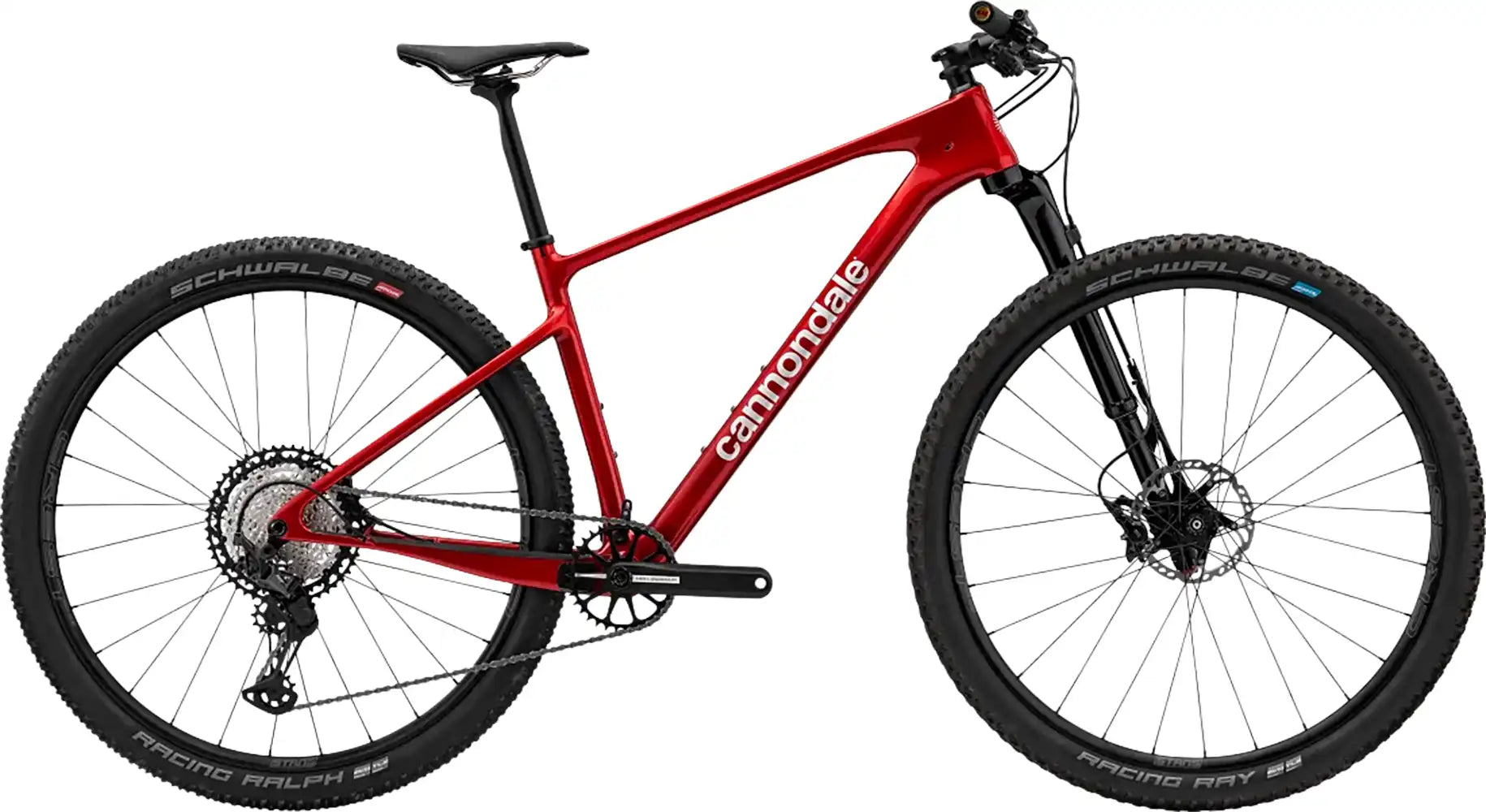 Cannondale Scalpel HT Carbon 2 hardtail mountain bike with lightweight frame, suspension fork, and sleek black design.