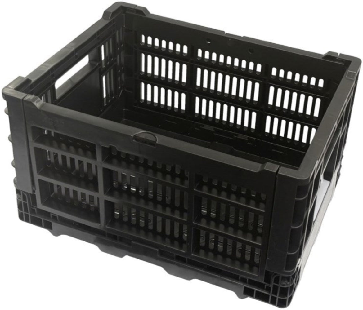 Azur Rear Cargo Basket, black accessories for bike storage, mounted on the rear of a bicycle.