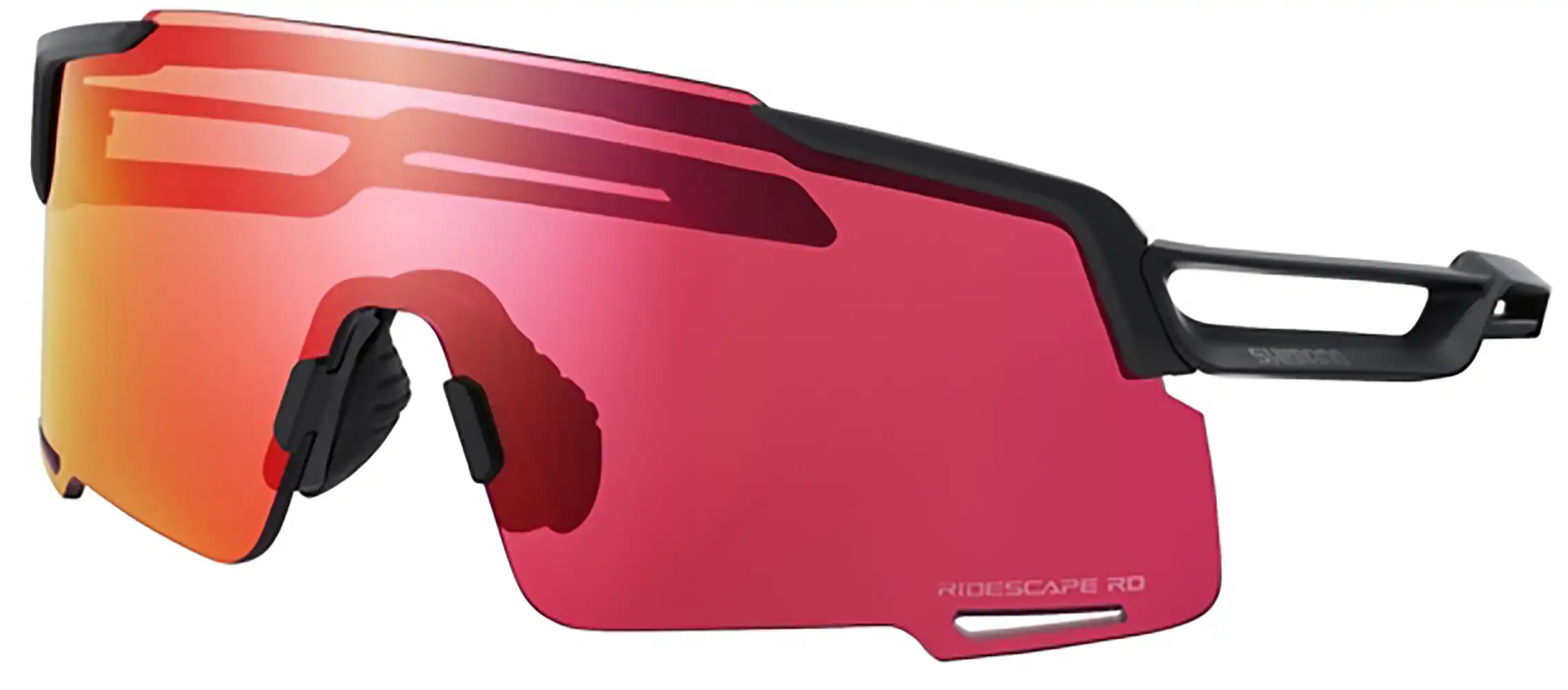 Shimano Equinox glasses accessories with red frame and clear lenses, designed for outdoor sports and cycling.