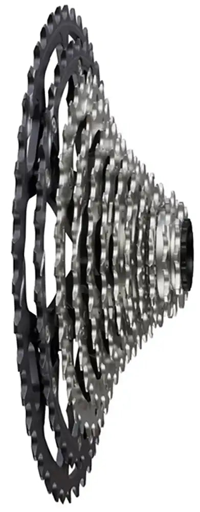 Shimano XT M8200 12-speed cassette with 9-45T gears, showing the silver metal cogs and gear teeth for mountain bike parts.