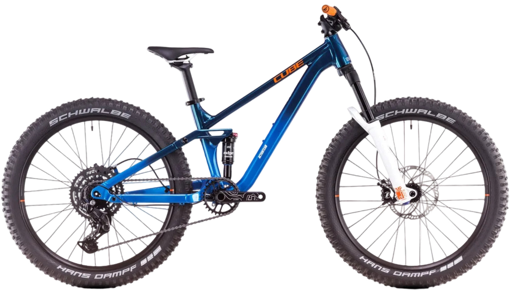 Cube Stereo 240 ONE e-bike with sleek frame, mountain bike tires, and handlebar controls, ready for off-road riding.