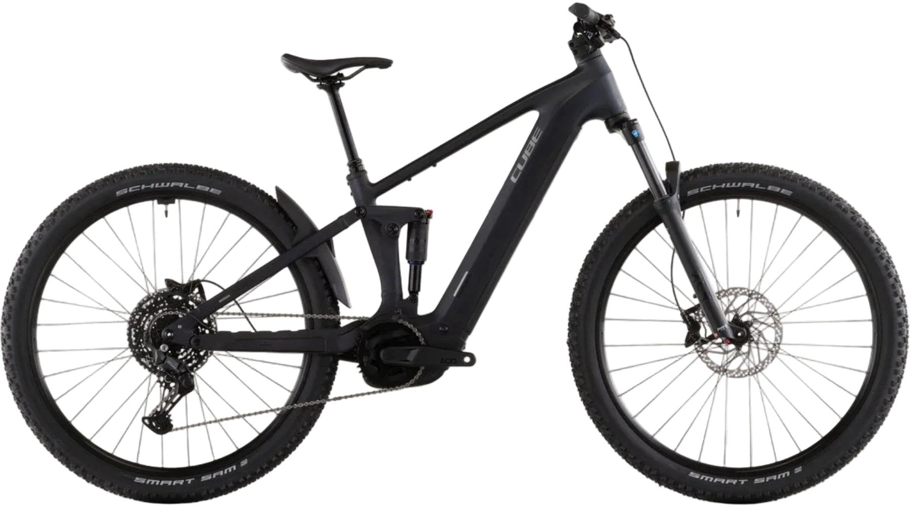 Cube Stereo Hybrid ONE22 Pro 600 e-bike with a sleek night chrome finish, featuring a lightweight frame and advanced electric assist system.