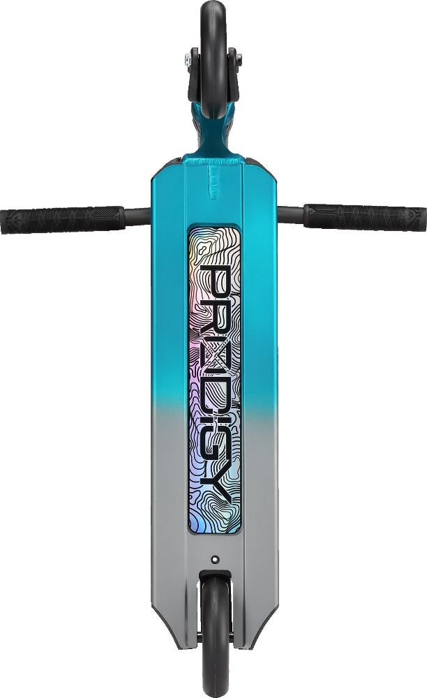 Black Envy Prodigy X One scooter with sleek deck and handlebar, designed for smooth riding and stunts.