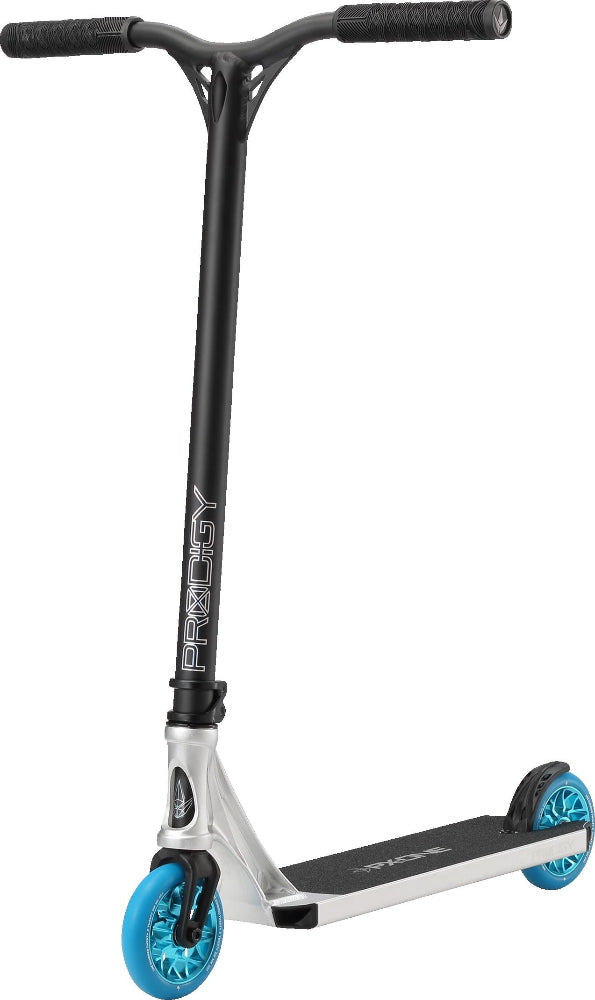 Envy Prodigy X One scooter with black deck and handlebars, featuring sleek design and adjustable handlebars for riding fun.