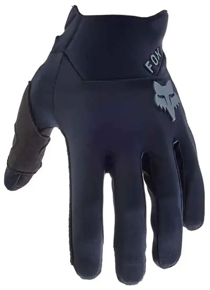 Fox Defend Wind OffRoad men's MTB gloves in black, featuring breathable fabric and reinforced palms for mountain biking protection.