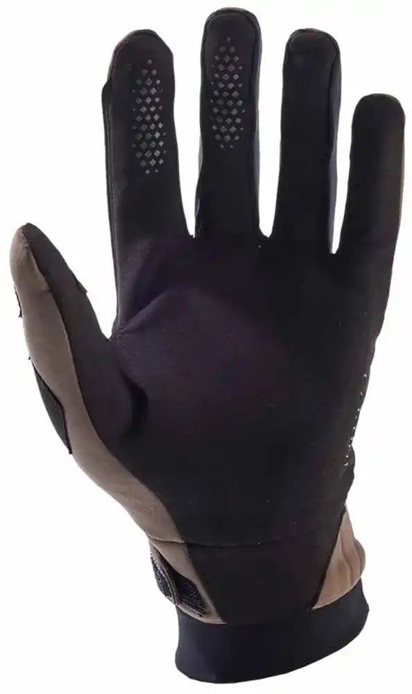 Fox Defend Thermo men's winter gloves, black and gray, with padded insulation and grip-enhanced palms for cold weather riding.