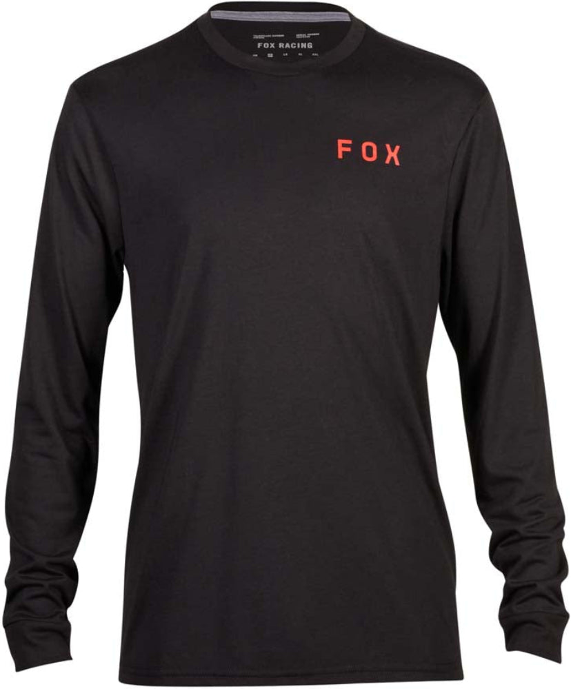 Fox Magnetic LS Men's Tech T-Shirt in black, showing the long-sleeve design with Fox logo on the chest.