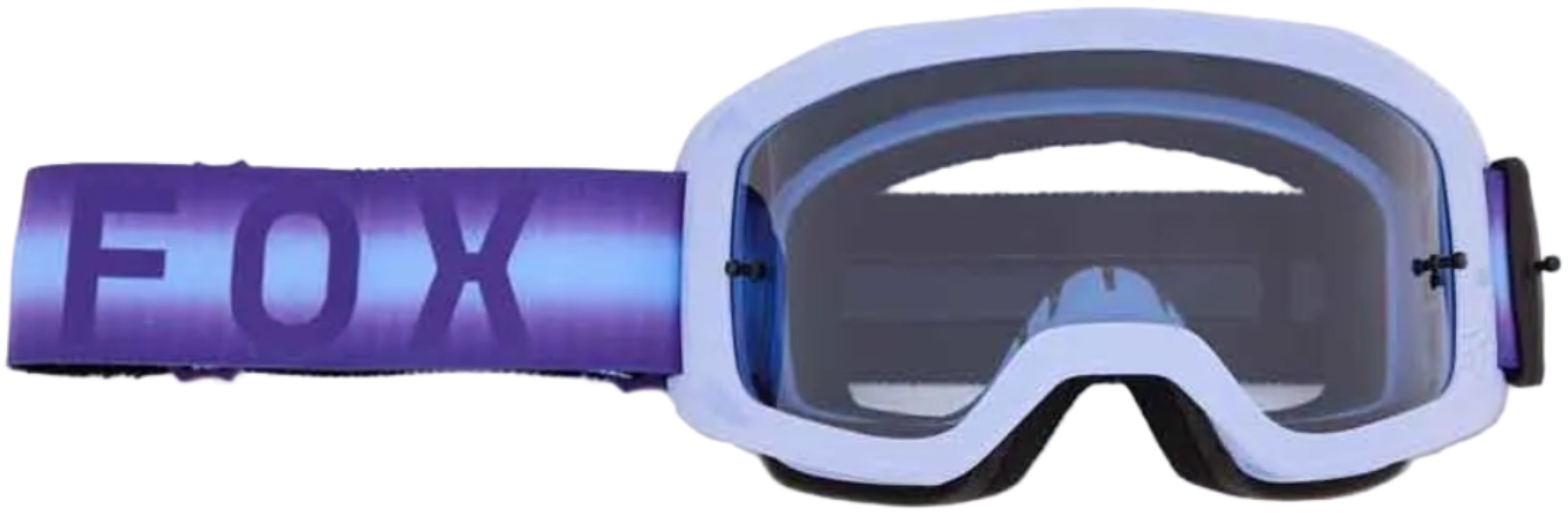 Fox Main Interfere Smoke Goggles accessories with clear lenses and adjustable straps on a neutral background.